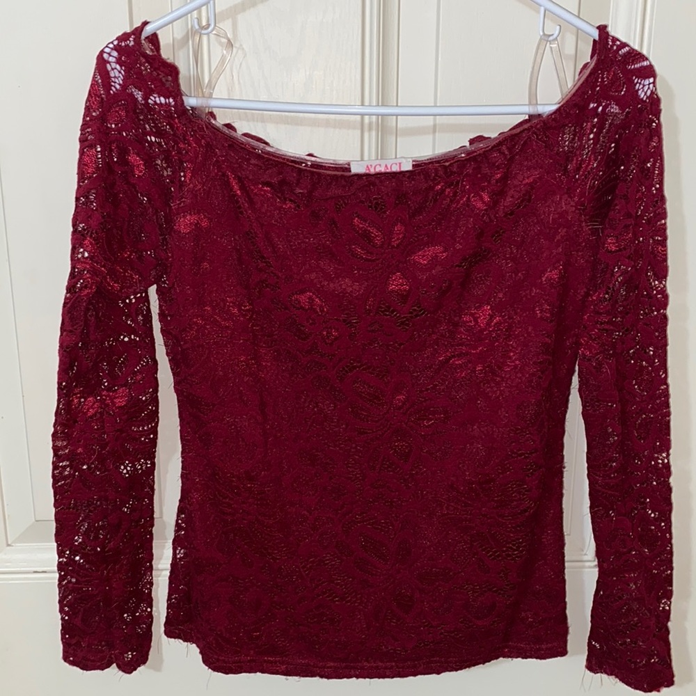 Agaci red long sleeve blouse.